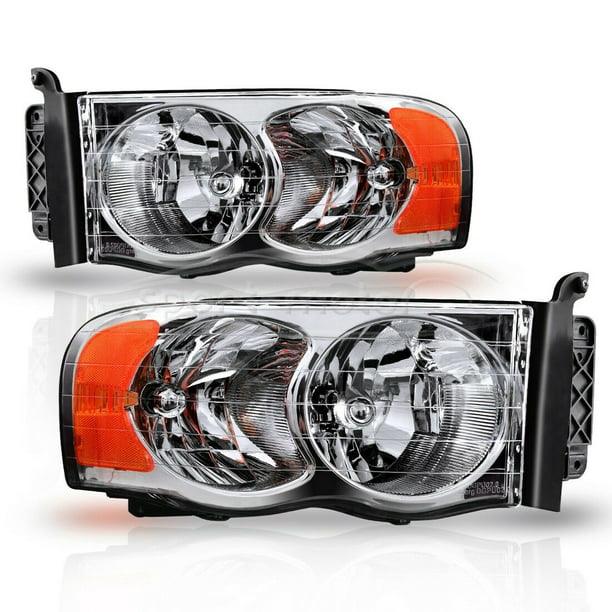 Headlight with Chrome Bezel and Amber Bar LH Left Driver for 06-08 Dodge Ram